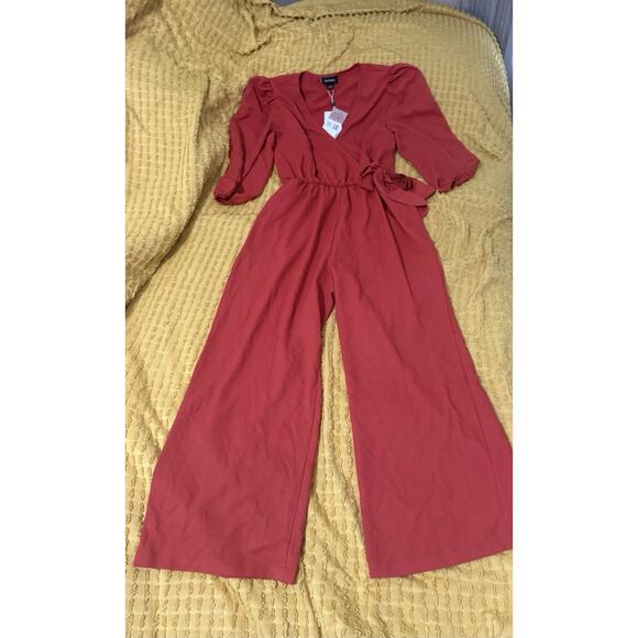 Women’s Orange Fall Longsleeved Jumpsuit Waist Tie Size Medium NWT - Picture 1 of 6
